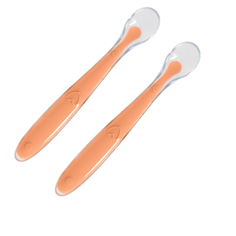 2 Pcs Baby Silicone Spoon Learning Spoon Set Stars