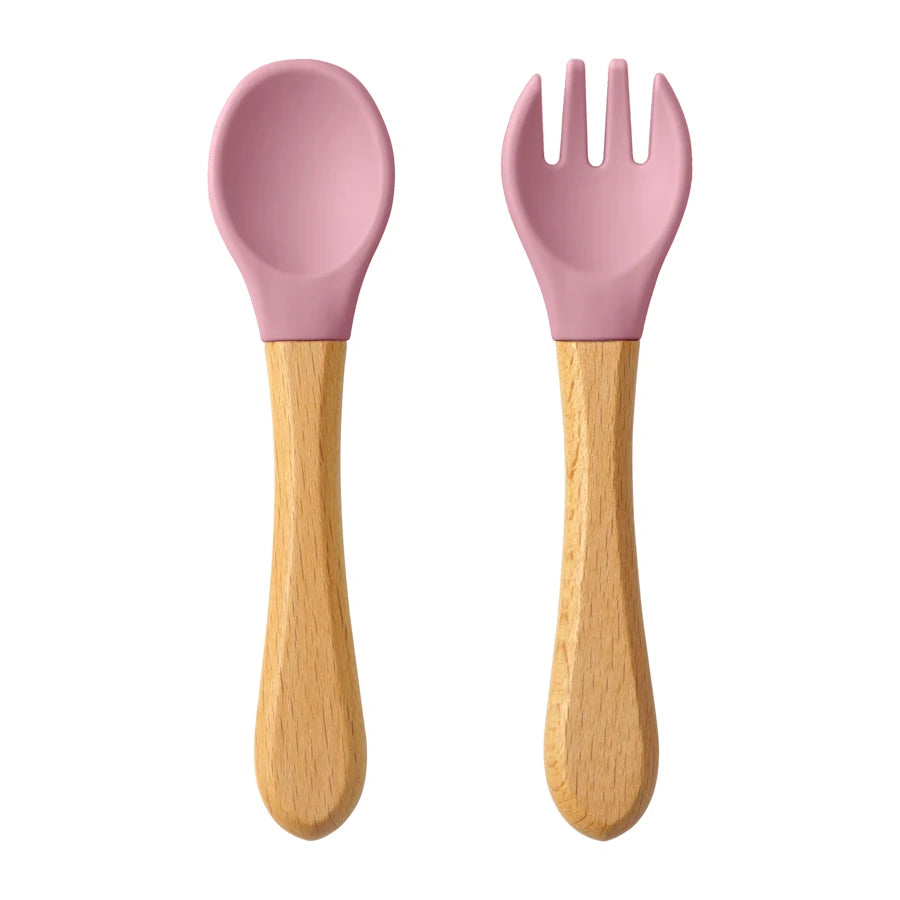 2PCS Baby Learning Spoons Utensils Set Food Grade