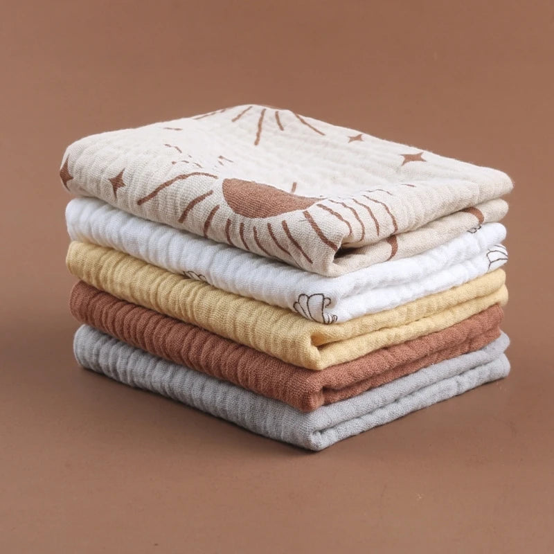 5PCS Soft Absorbent Gauze Cotton Baby Towels Wipe Face