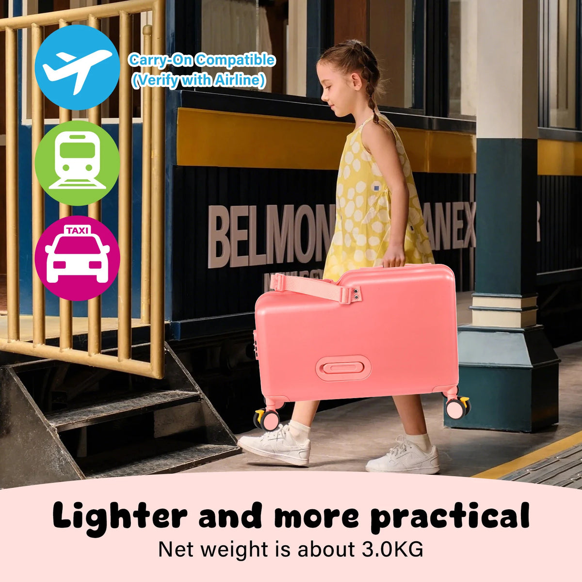 Kids Ride Suitcase Childrens Travel Suitcase 20 Inch