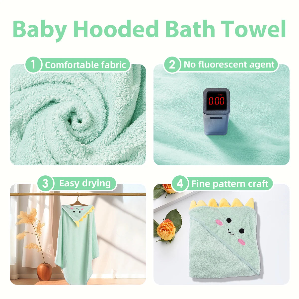 Hooded Baby Towels, 32x32 in - feature close-up