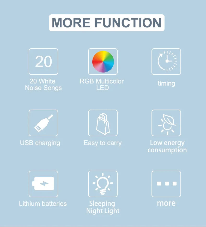 Mini Lamp Baby Soothing White Noise Machine RGB Tap - top-down view