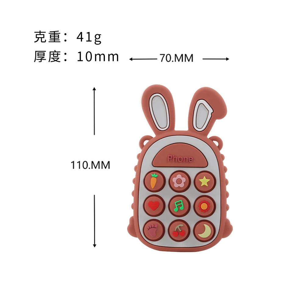 3Pcs Food Grade Silicone Baby Teether Rabbit Phone