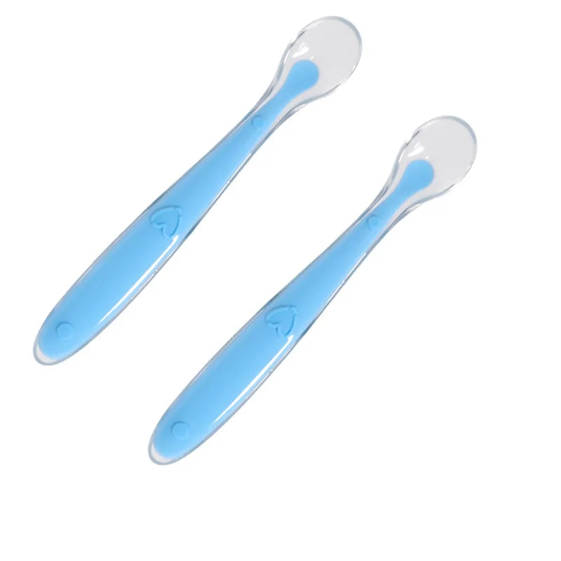 2 Pcs Baby Silicone Spoon Learning Spoon Set Stars