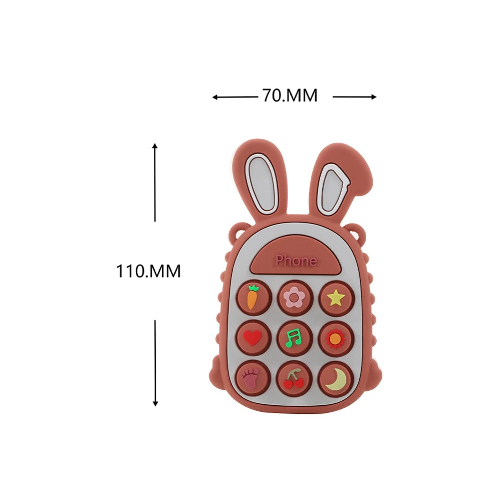 3Pcs Food Grade Silicone Baby Teether Rabbit Phone - lifestyle in-use