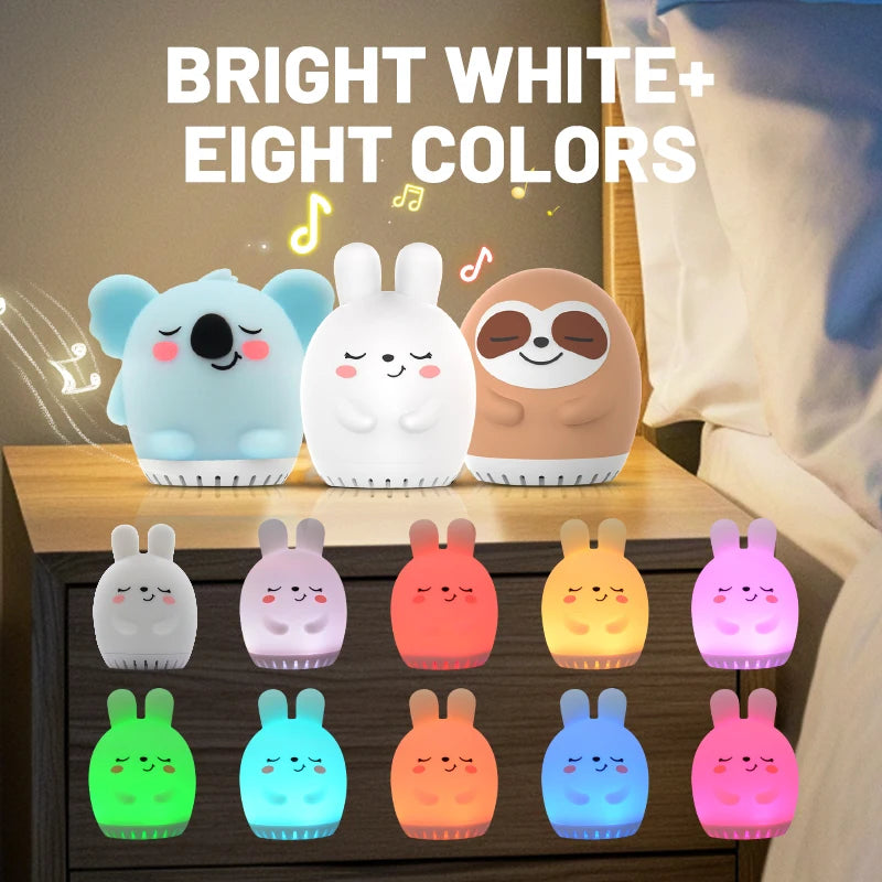 Mini Cute Rabbit White Noise Machine LED Night Light 20 - front view