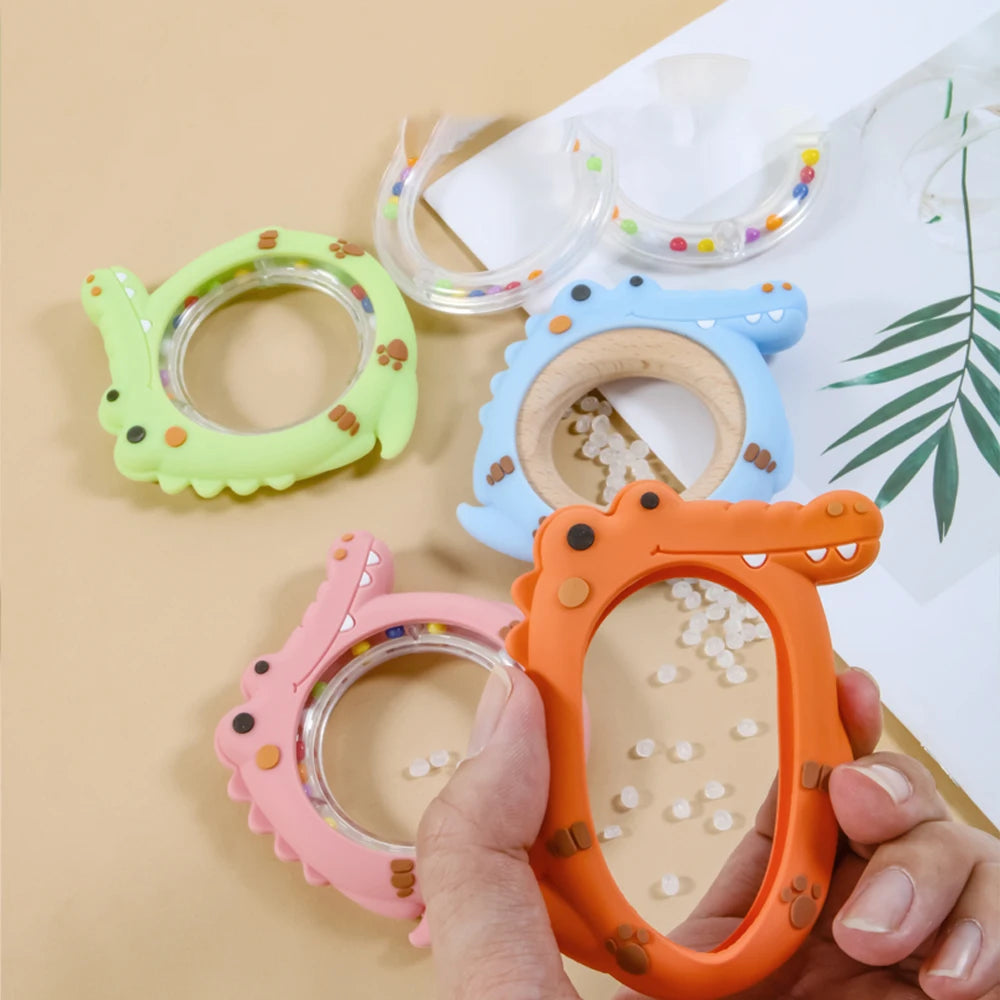 4 Pack Crocodile Baby Teething Rattle Toy BPA Free
