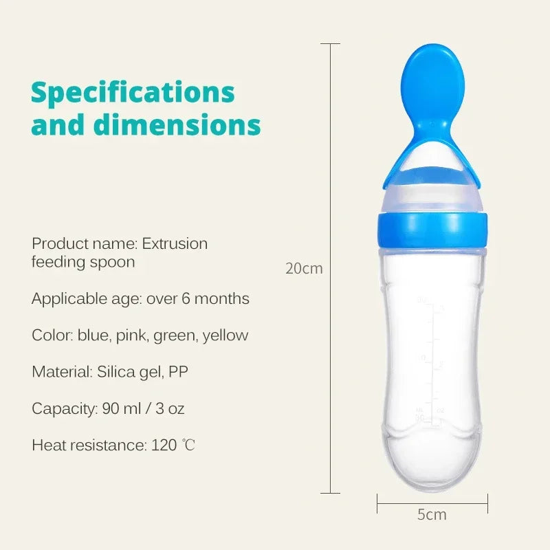 Safe Useful Silicone Baby Bottle Spoon Food Supplement - side angle