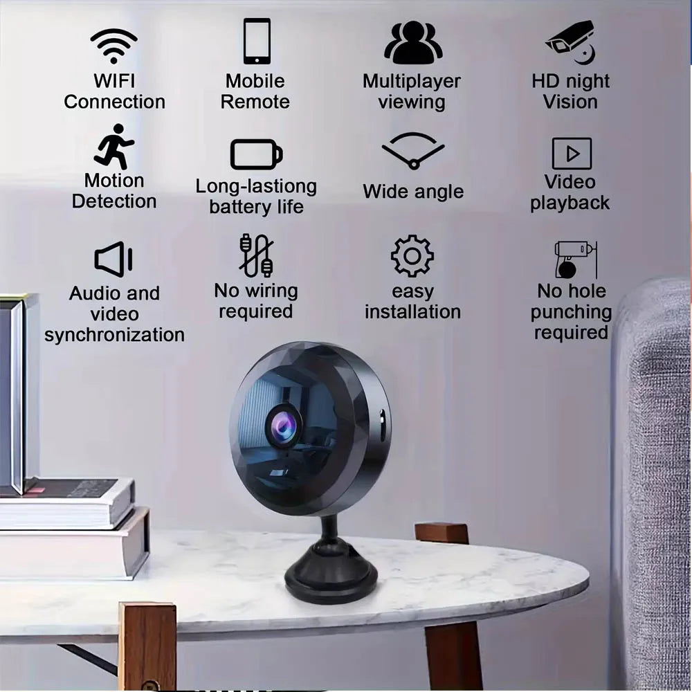 1080P HD Mini WiFi Camera Baby Monitor Indoor Safety - top-down view