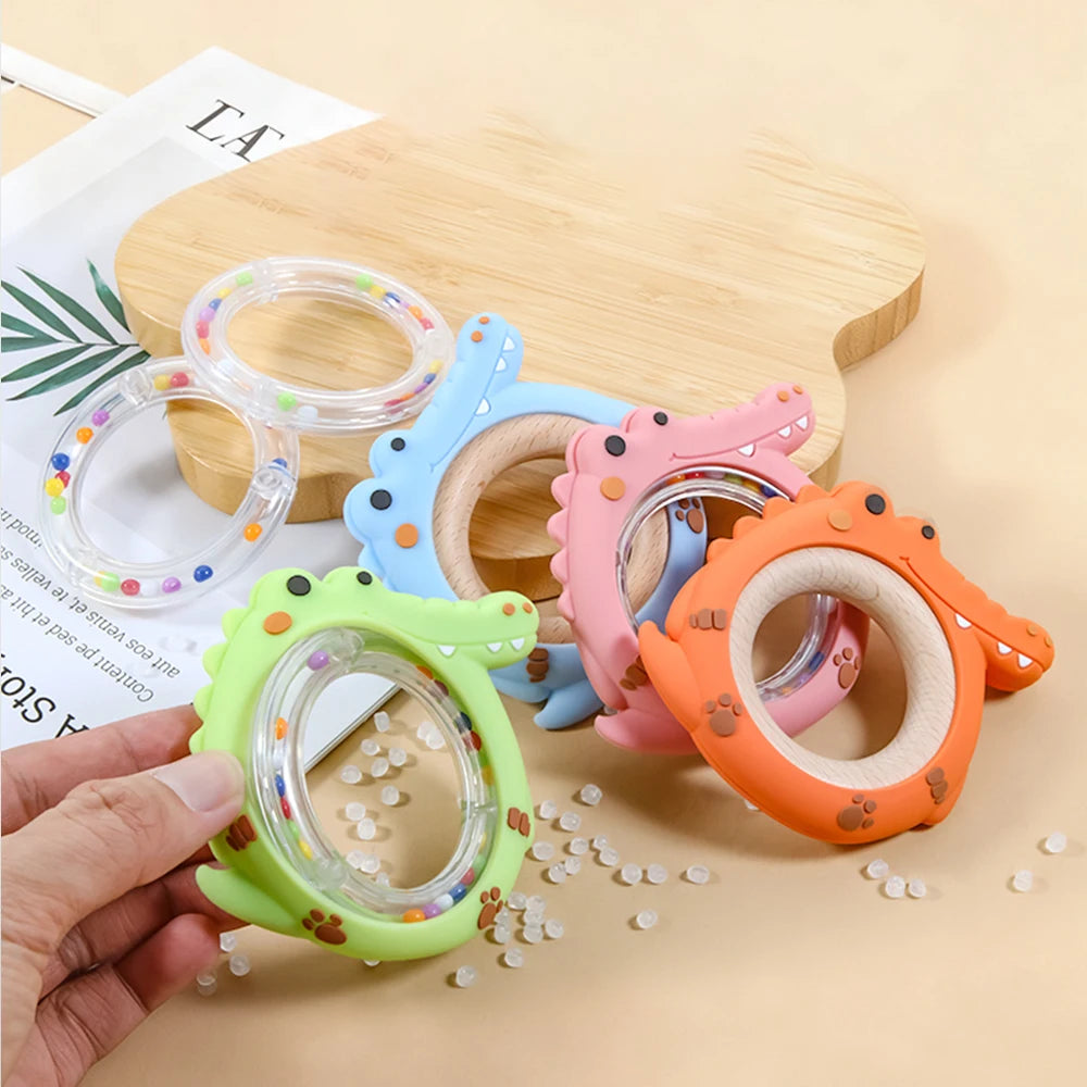 4 Pack Crocodile Baby Teething Rattle Toy BPA Free