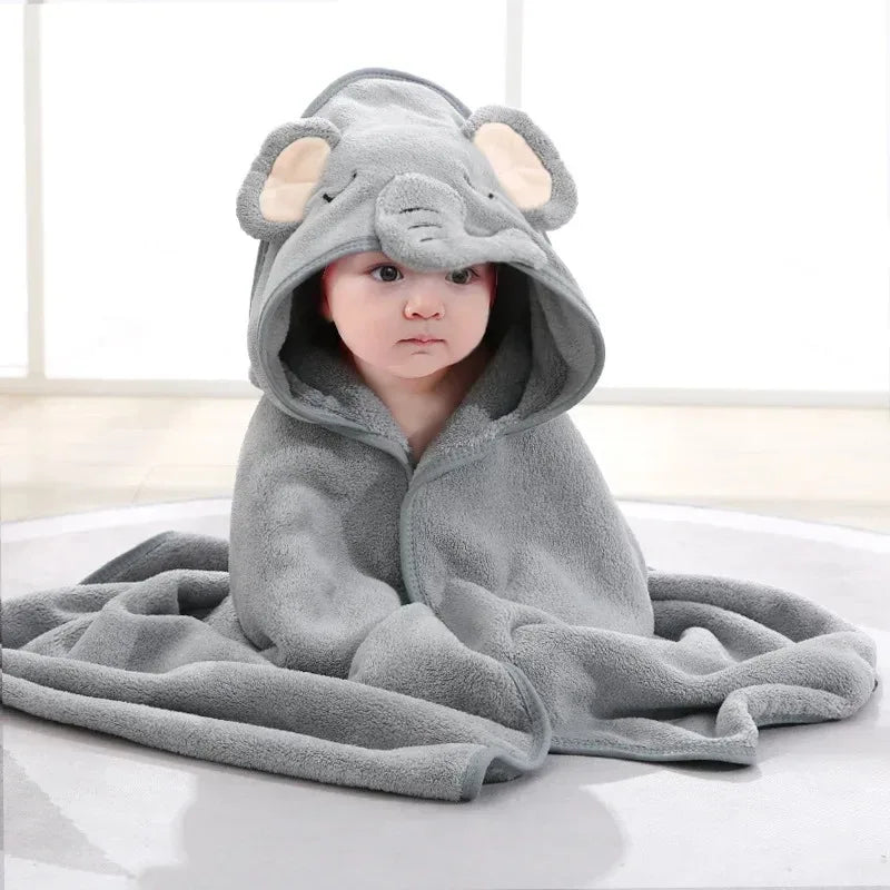 80 80cm Cartoon Baby Bath Towel Body Hooded Polyester