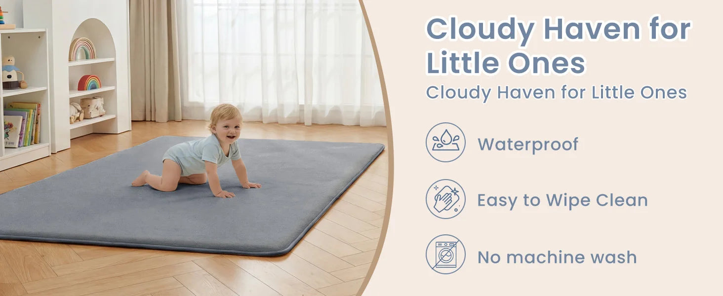 2cm Thick Baby Play Mat Tummy Time Memory Foam Carpet