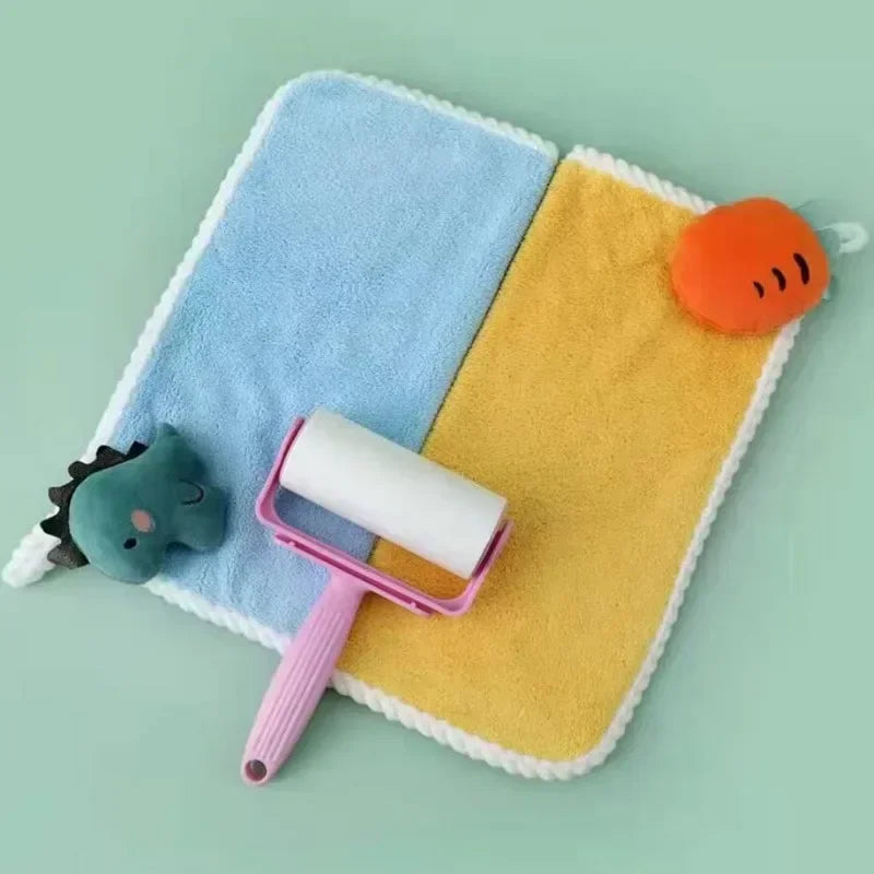 4pcs Coral Fleece Hangable Hand Towels Kids Baby