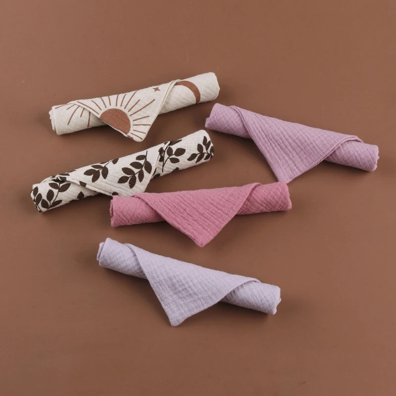 5PCS Soft Absorbent Gauze Cotton Baby Towels Wipe Face