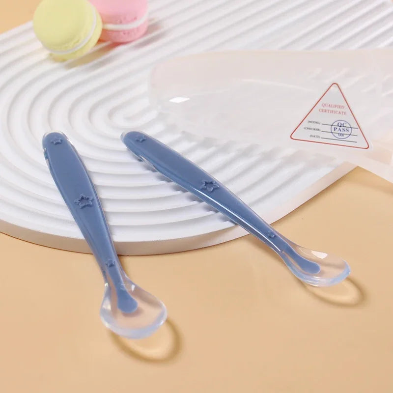 2 Pcs Baby Silicone Spoon Learning Spoon Set Stars - packaging view