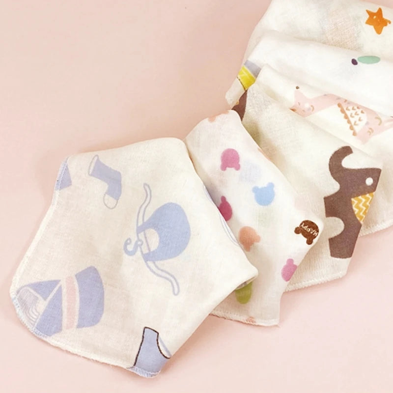 10Pcs Baby Washcloths Cartoon Cute Print Double Layer