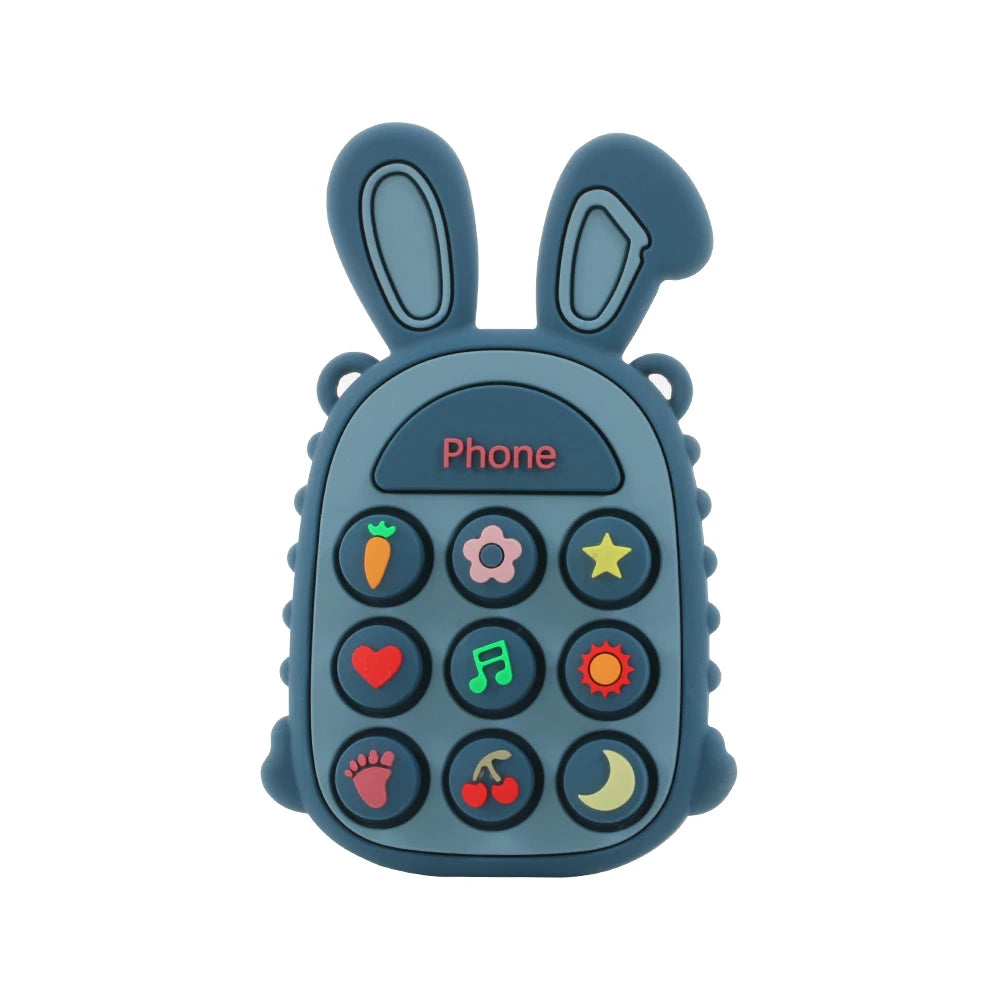 3Pcs Food Grade Silicone Baby Teether Rabbit Phone - detail view