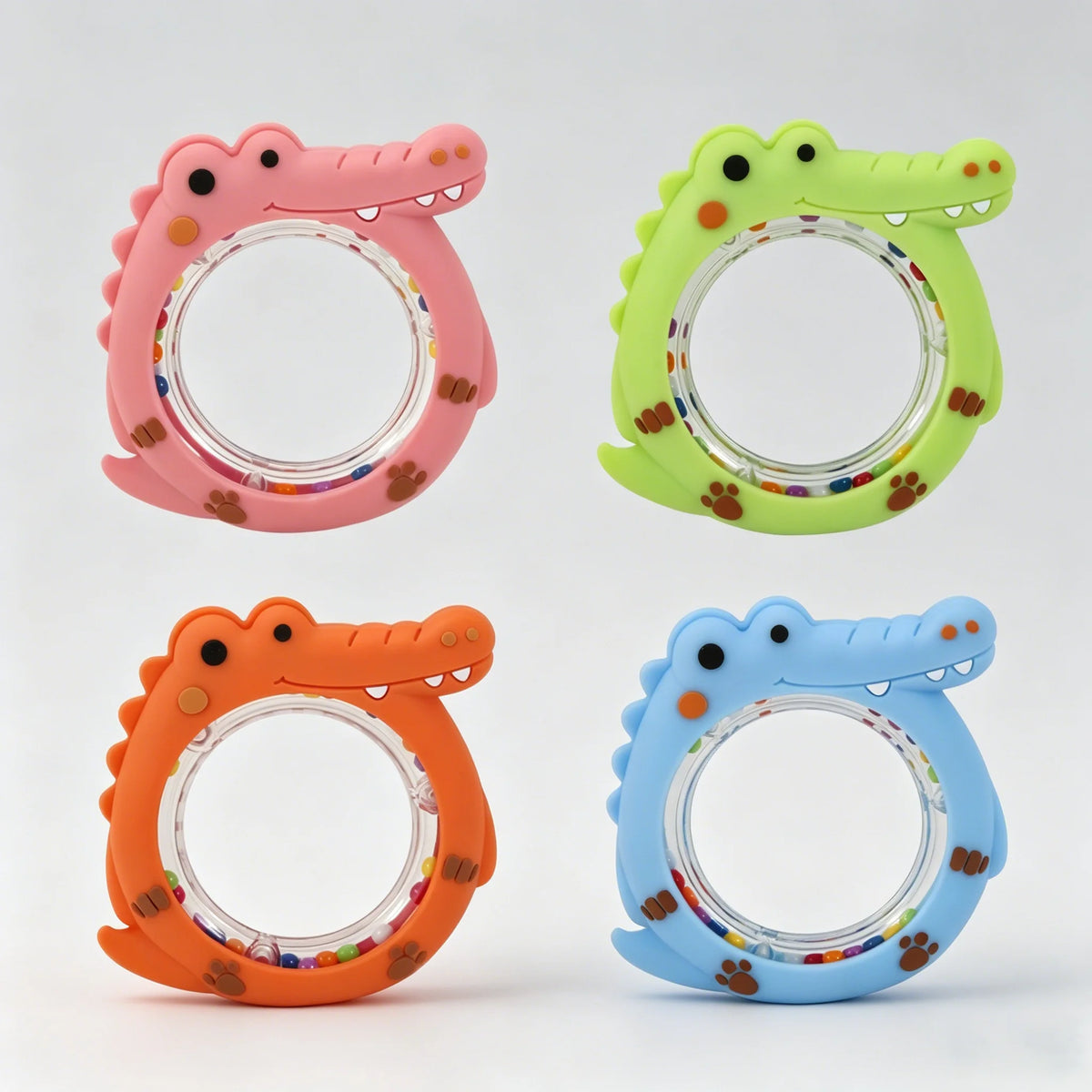 4 Pack Crocodile Baby Teething Rattle Toy BPA Free