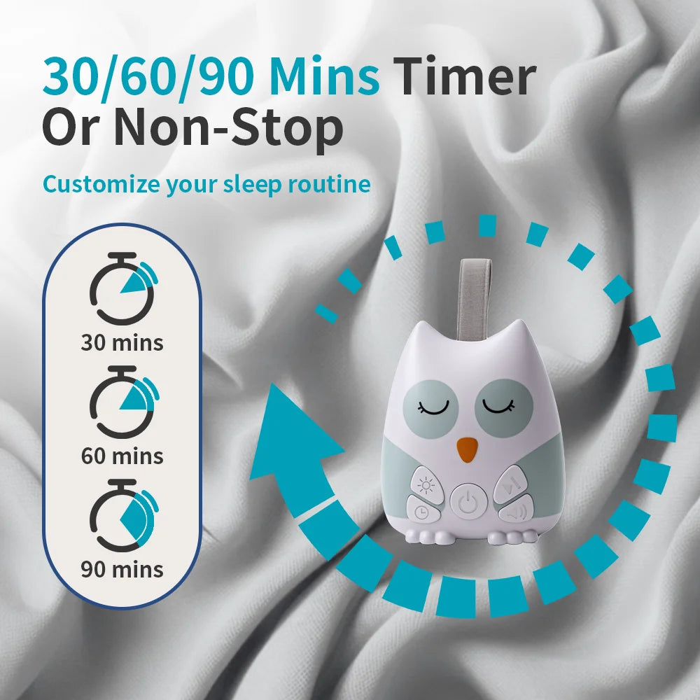 Portable Owl White Noise Machine Baby 30 Soothing - set overview