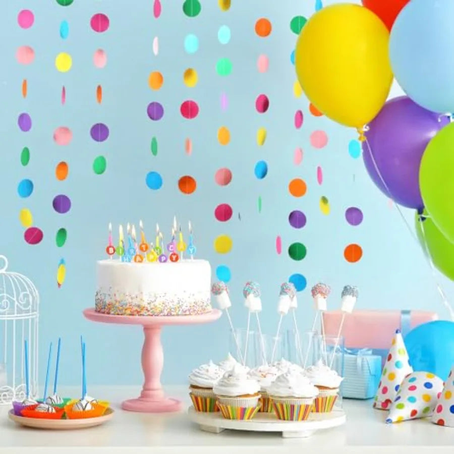 5pcs Colorful Paper Garland Party Decorations Circle - set overview