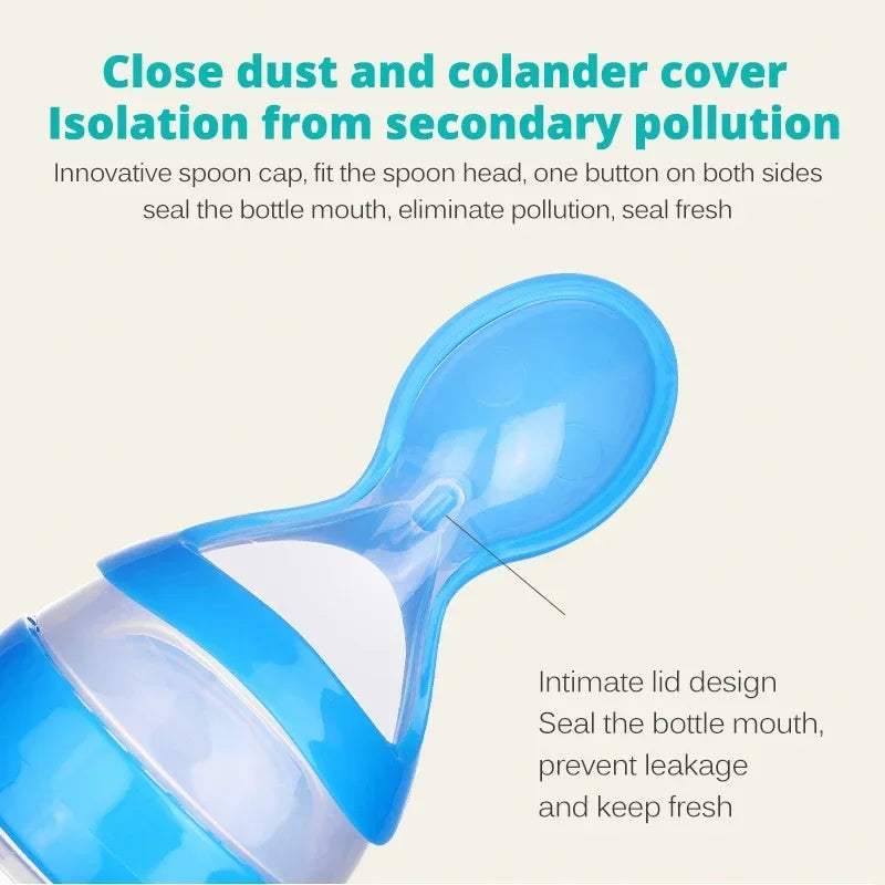 Safe Useful Silicone Baby Bottle Spoon Food Supplement - top-down view