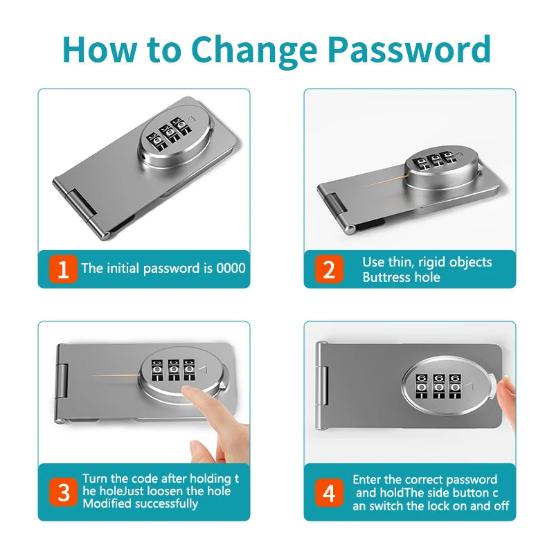 Mechanical Password Locks Door Security Slide Latch - detail view