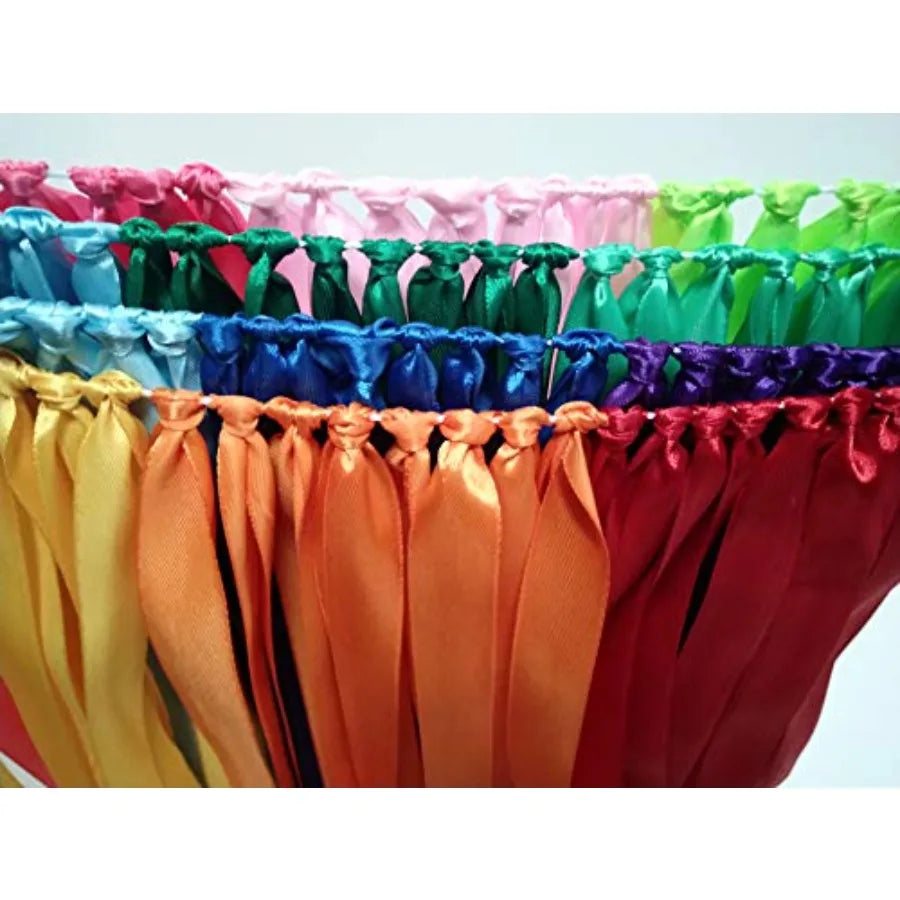 Pastel Rainbow Ribbon Garland 40 inches for Baby Shower - feature close-up