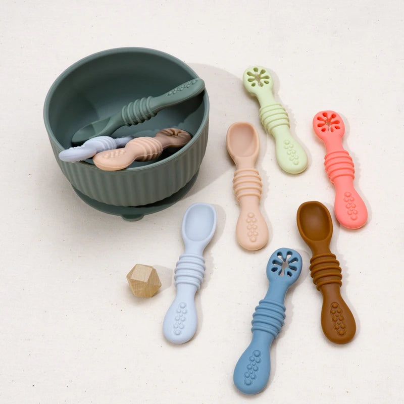 Baby Spoon Fork Set Food Grade Silicone Sticky Spoon