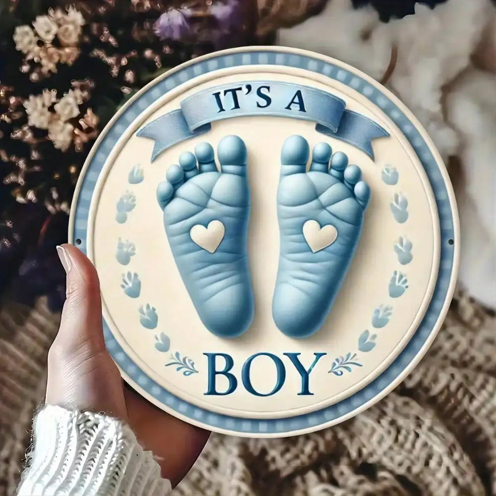 It's Boy Metal Sign 7 87x7 87in Newborn Baby Footprint - size reference