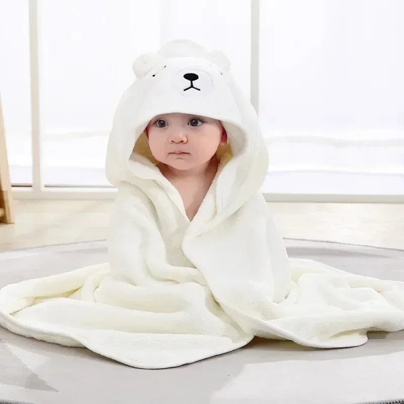 80 80cm Cartoon Baby Bath Towel Body Hooded Polyester