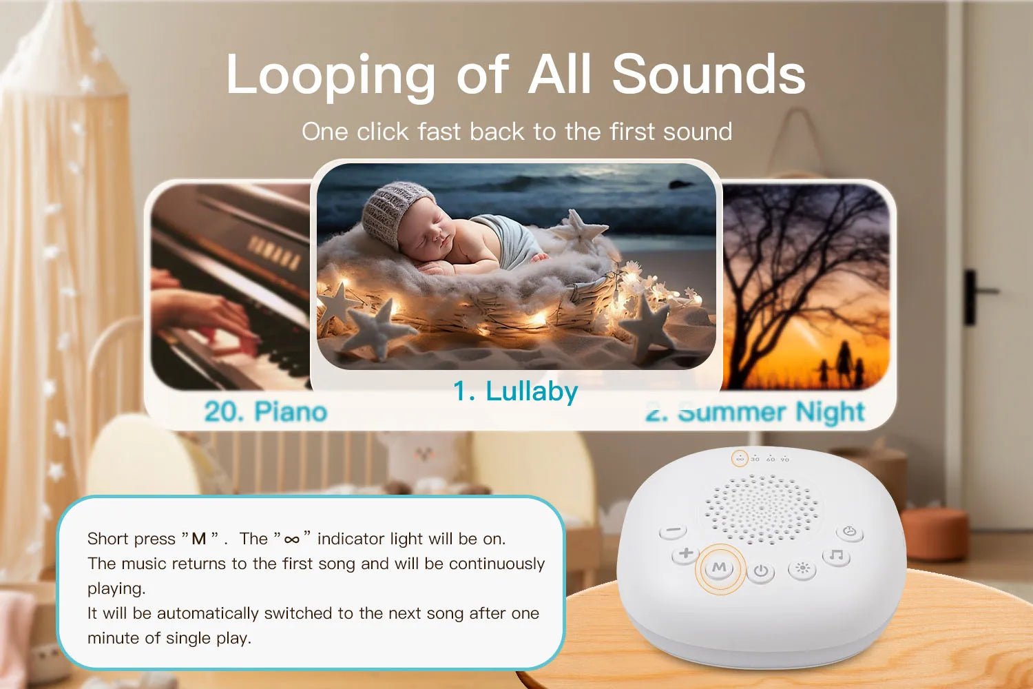 White Noise Sound Machine 24 Soothing Sounds Sleep Aid