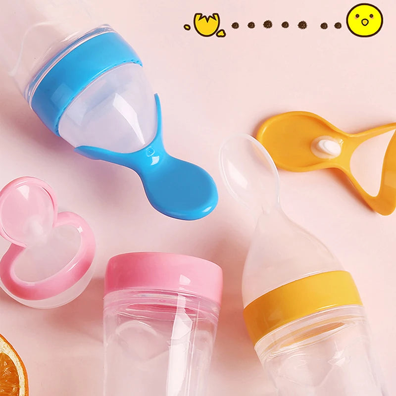 Squeezing Feeding Bottle Silicone Newborn Baby Training - set overview