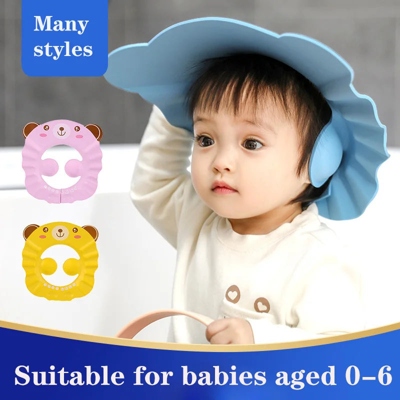 Baby Shower Soft Cap Adjustable Hair Wash Hat Kids Ear - side angle