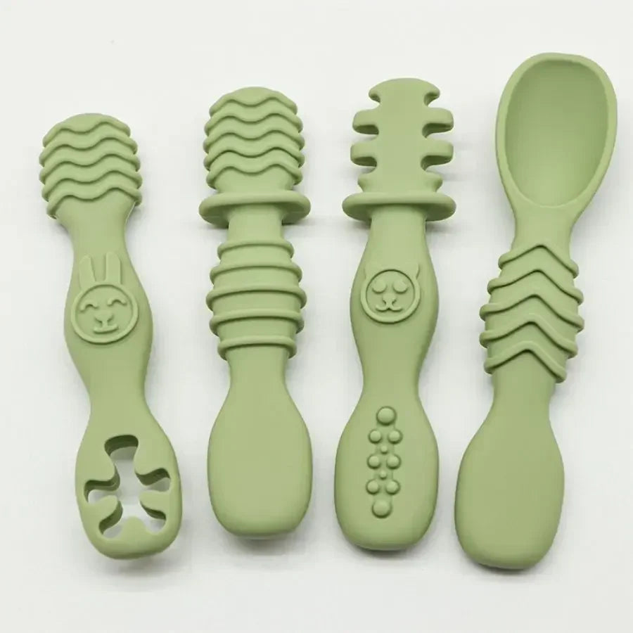 4pcs silicone baby food spoon