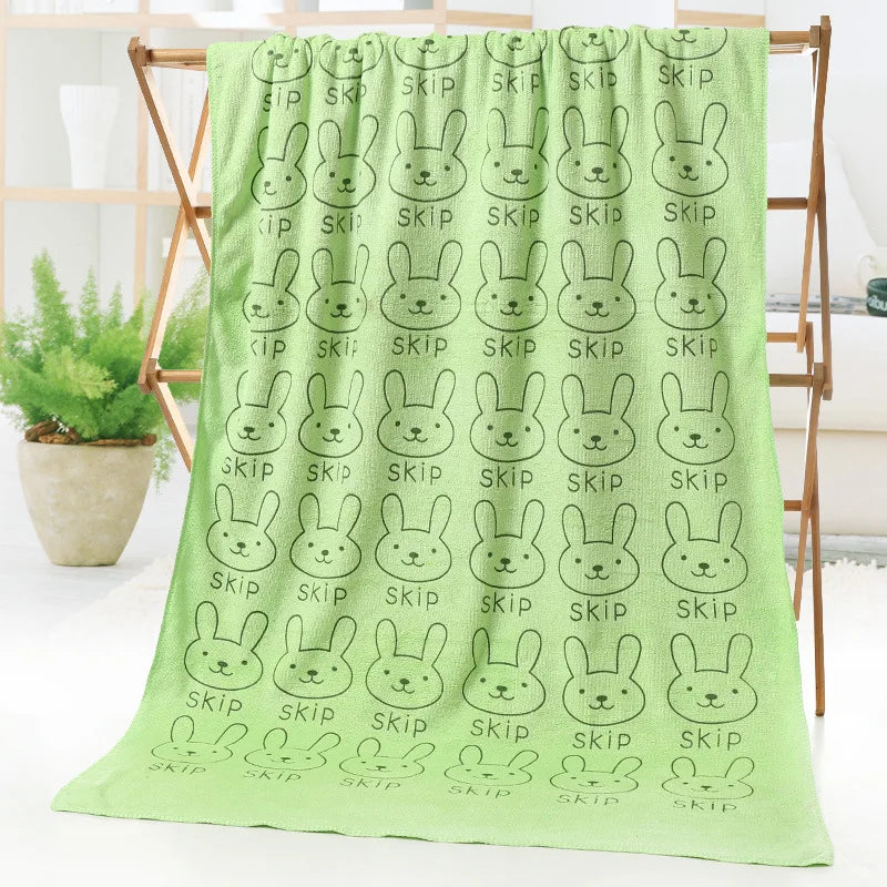 Cartoon print Baby Towel Cute Superfine Fiber Kid Bath, 100 CM - material close-up