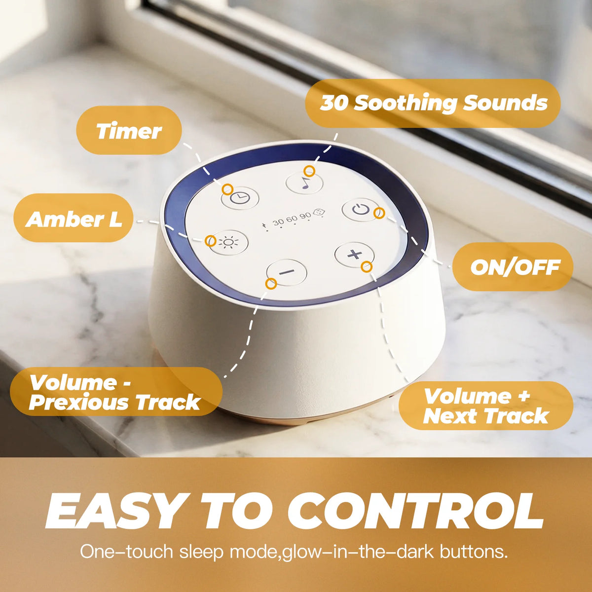 Portable White Noise Machine Adults 30 Soothing Sounds - packaging view