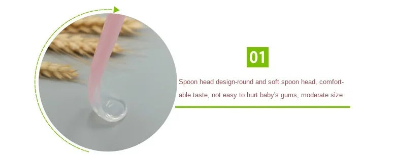 1 2Pcs Silicone Spoon Set Baby Learning eat Training - side angle