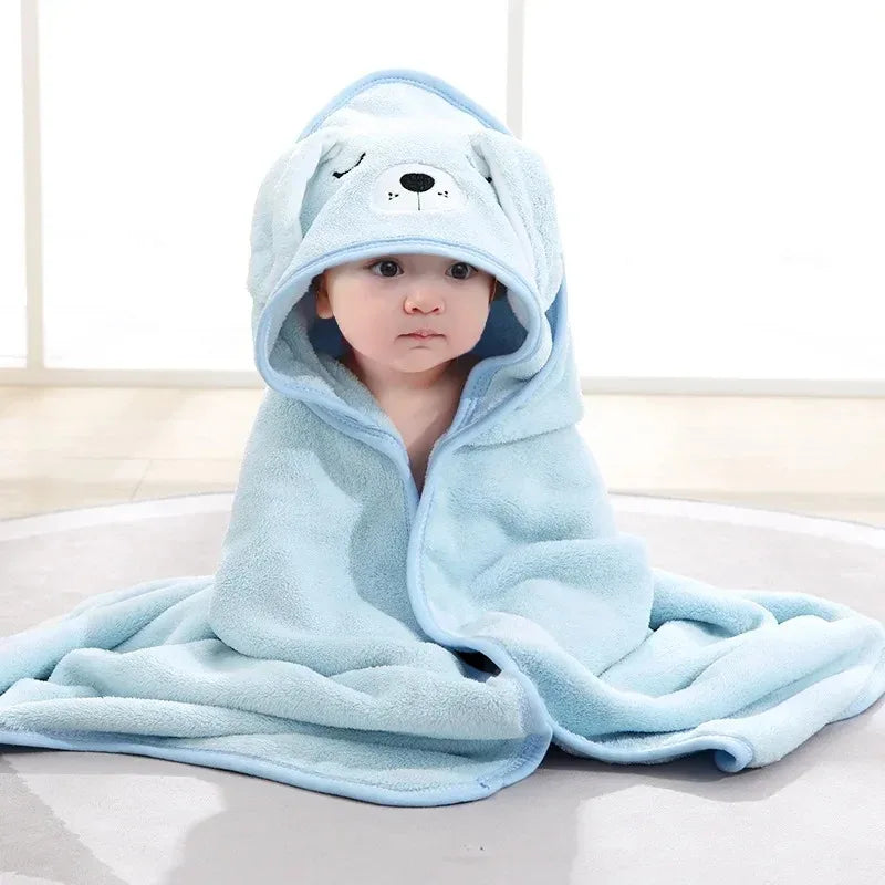 80 80cm Cartoon Baby Bath Towel Body Hooded Polyester