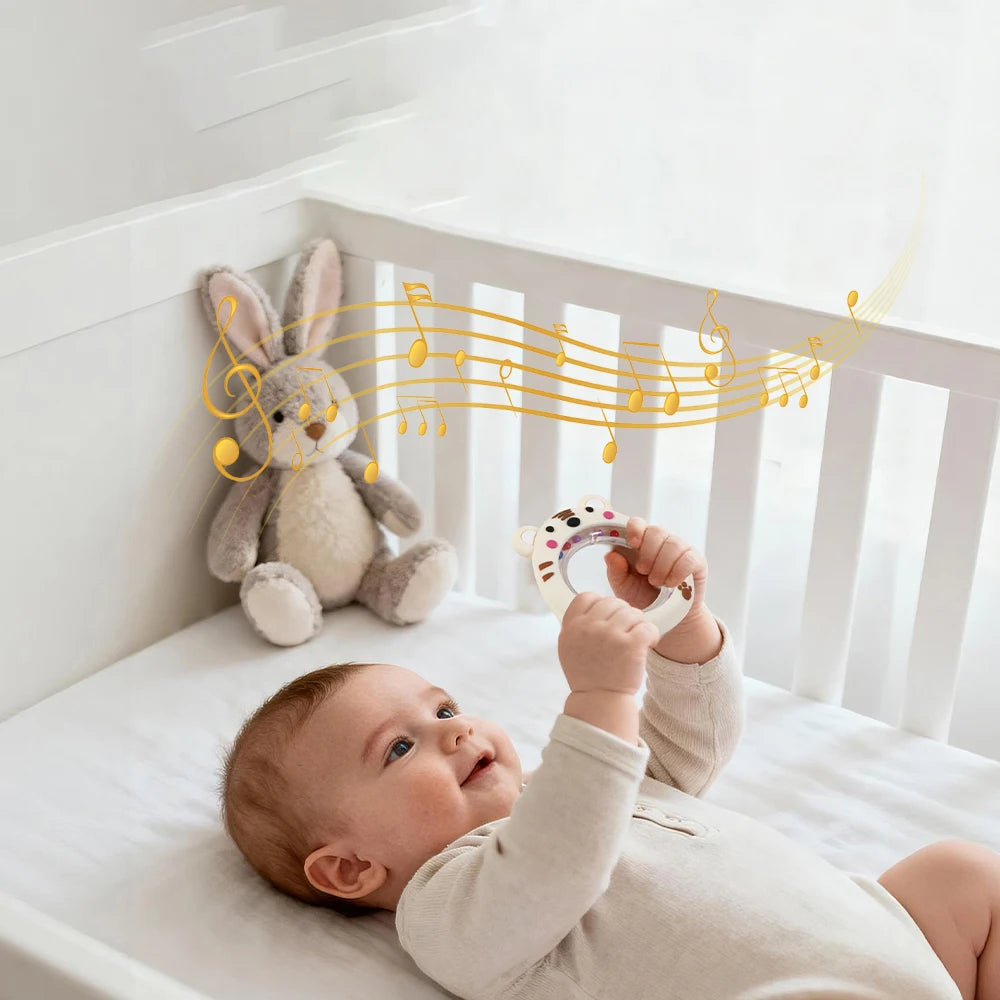 4 Pack Cartoon Tiger Silicone Teething Ring Rattle - lifestyle in-use