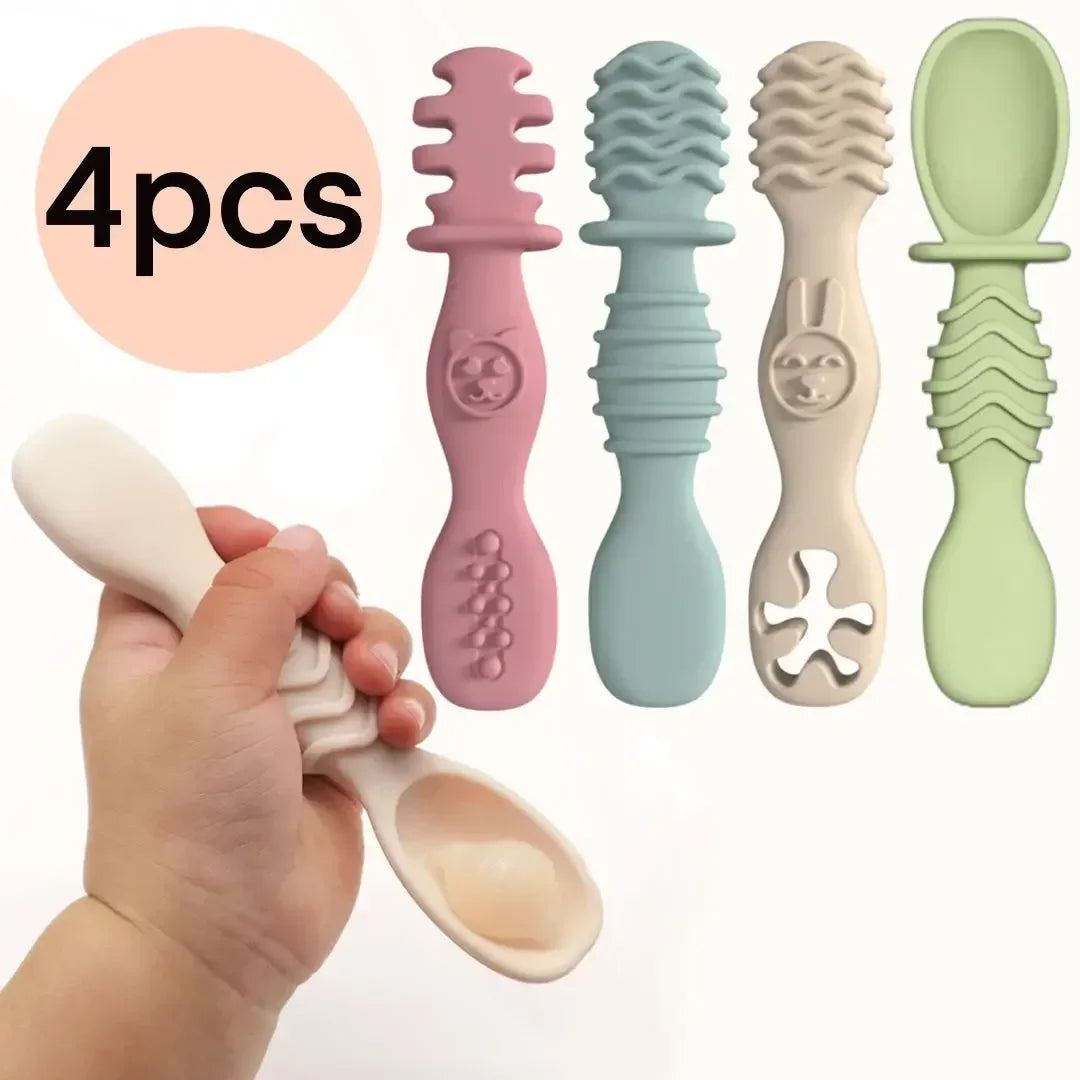 4pcs silicone baby food spoon - material close-up