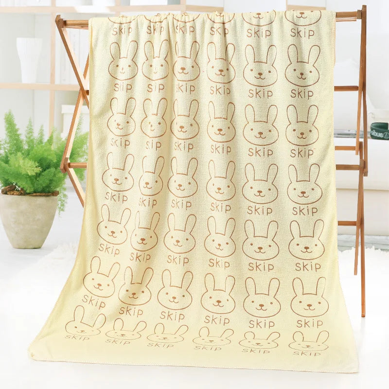 Cartoon print Baby Towel Cute Superfine Fiber Kid Bath, 100 CM - top-down view