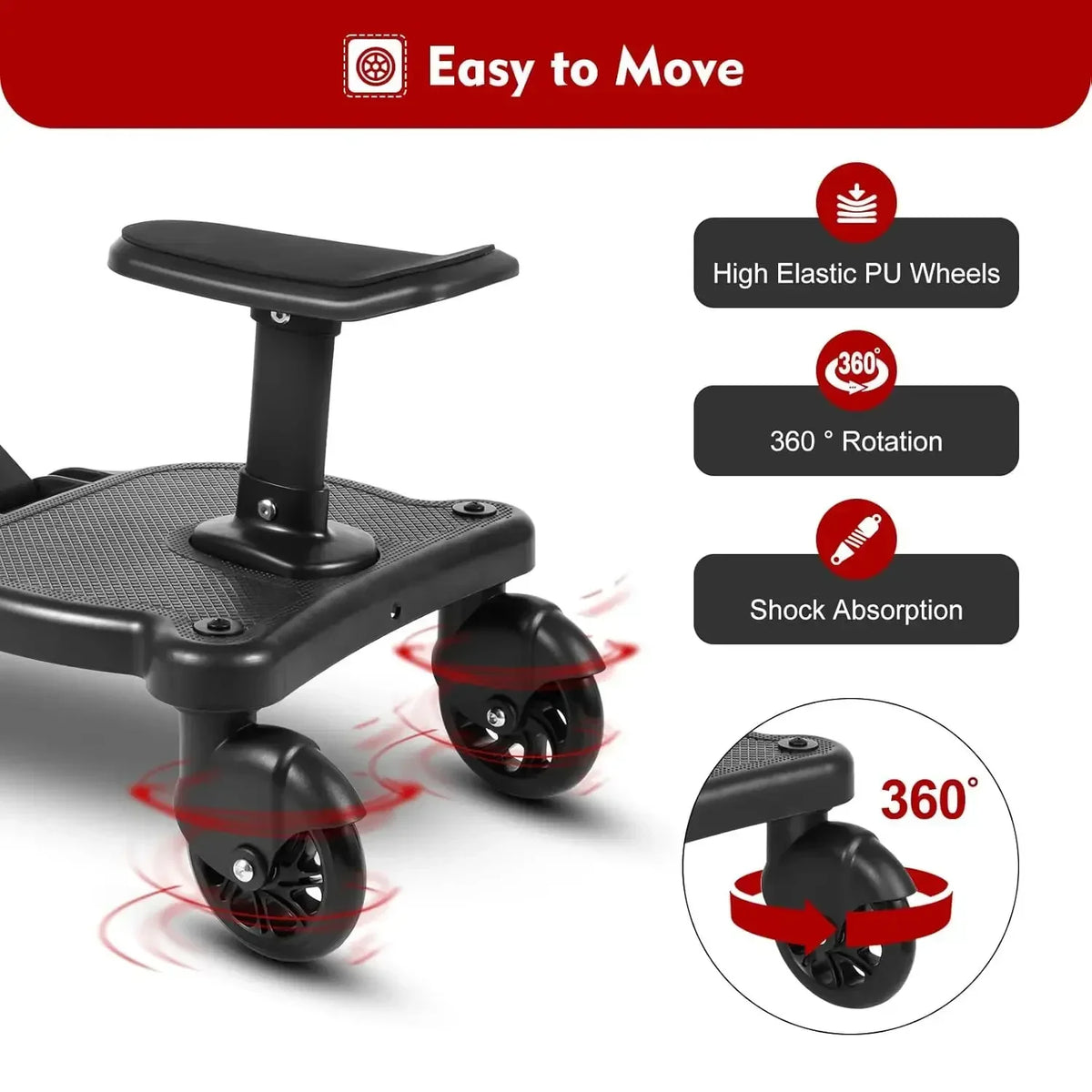 Upgraded 2-in-1 Stroller Buggy Board - top-down view