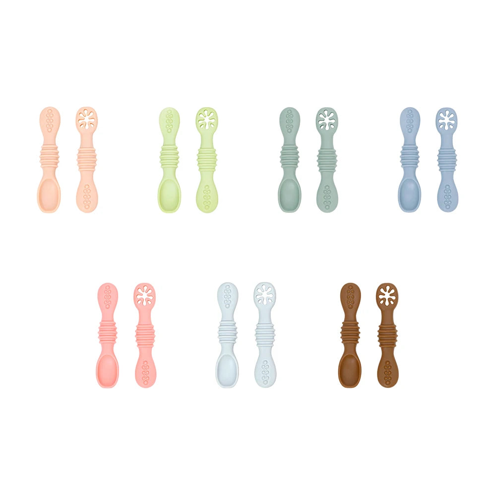 Baby Spoon Fork Set Food Grade Silicone Sticky Spoon - material close-up