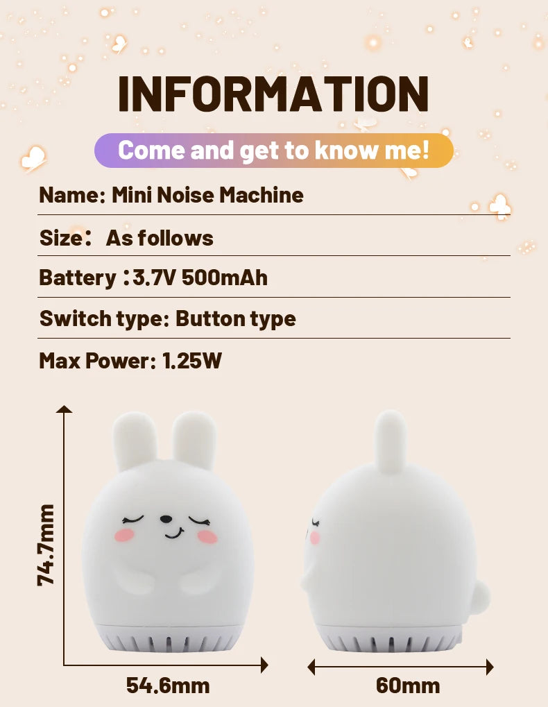 Mini Cute Rabbit White Noise Machine LED Night Light 20 - set overview