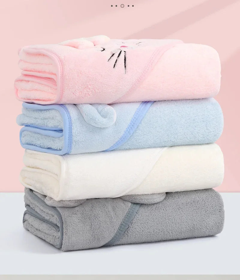 Cartoon Animal Baby Bath Towels Soft Newborn Hooded