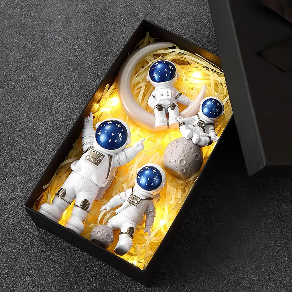 Blue White Astronaut Statues Set of 4 - detail view