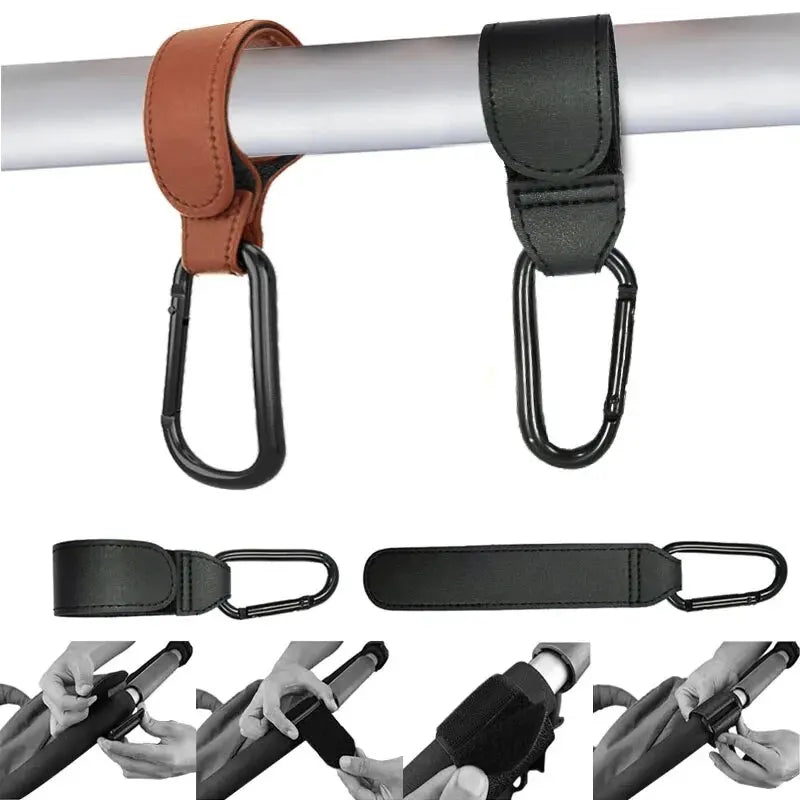 2Pcs Leather Cart Hooks Baby Stroller Hook PU