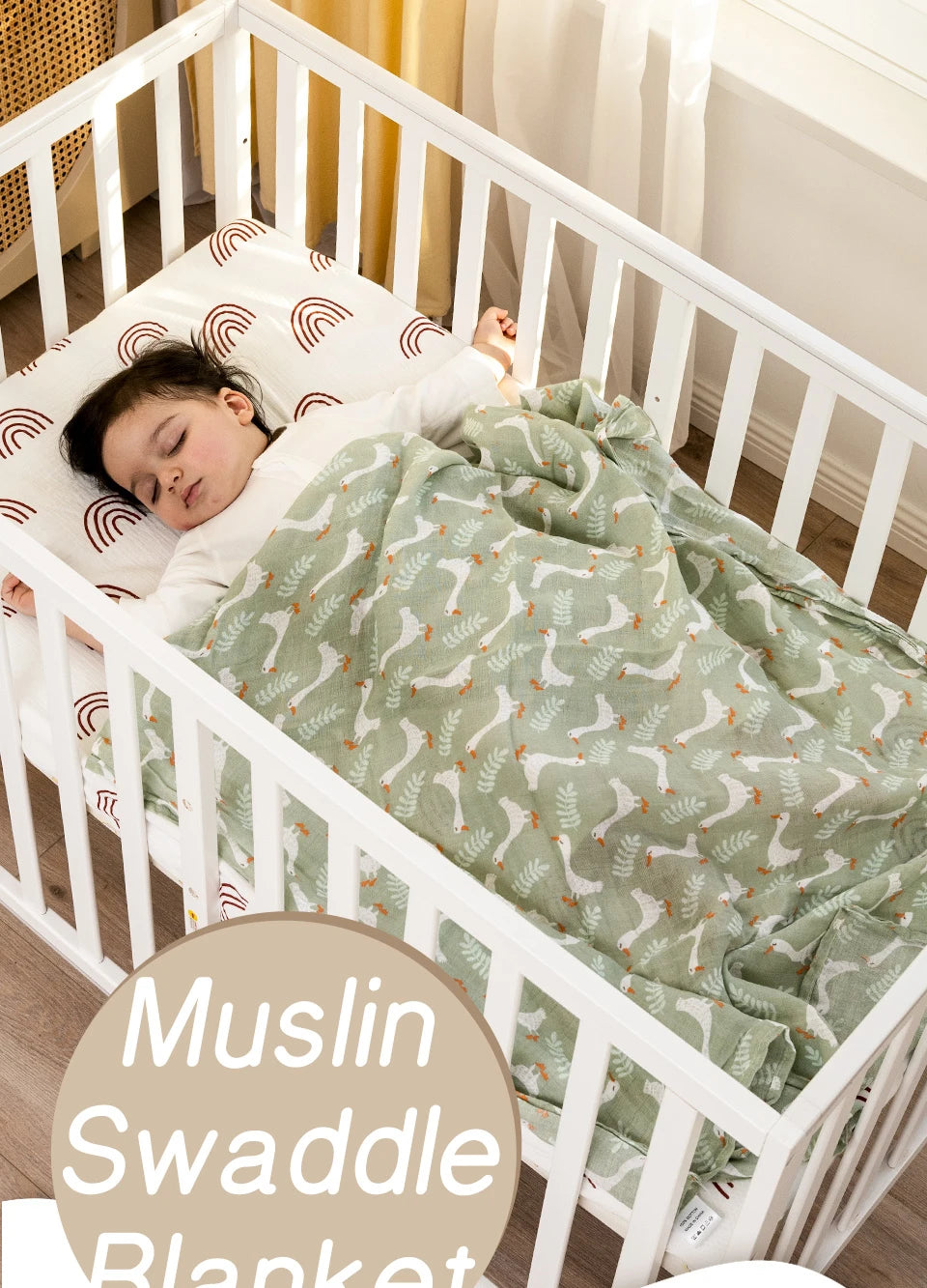 100 Cotton 120 110cm 2 Layers Newborn Baby Bath Towel - top-down view