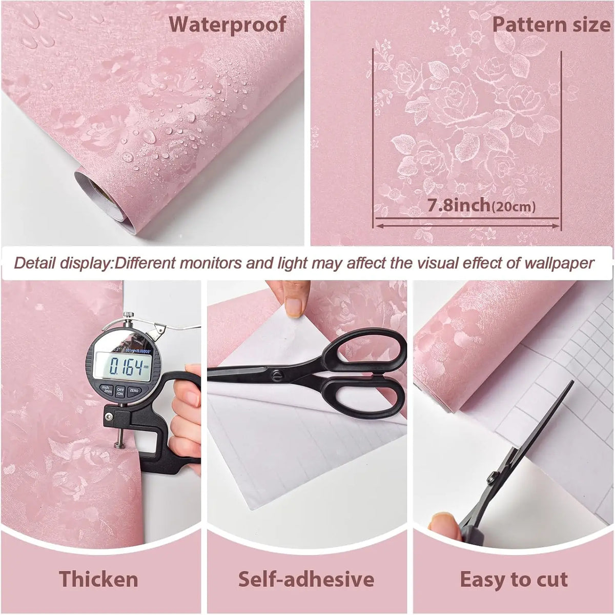 Pink Floral Peel Stick Wallpaper 118inL 17 7inW Self - lifestyle in-use
