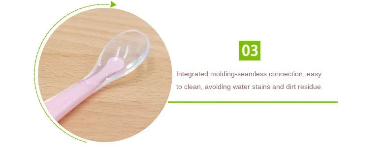 1 2Pcs Silicone Spoon Set Baby Learning eat Training